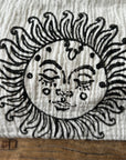 White with Black Sun Kimono Robe: Full Length