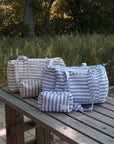Hand Block Printed Duffle Bag – Blue Stripe