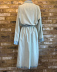 Green and Blue Stripped Hand Block Printed Cotton Robe