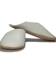 Handmade Moroccan Leather Babouche Slippers | White
