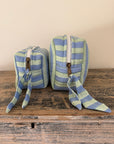 Set of 2 Blue & Green Hand Block Printed Quilted Makeup & Travel Pouches