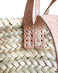 Handwoven Straw Market Bag with Long Leather Handles