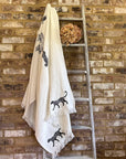White with Black Cheetah Organic Cotton Peshtemal Towel