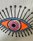 White with Orange Eye Organic Cotton Peshtemal Towel