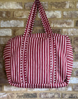 Quilted Weekender Bag - Burgundy Check