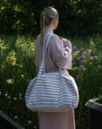 Hand Block Printed Duffle Bag – Latte Stripe