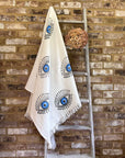 White with Blue Eye Organic Cotton Peshtemal Towel