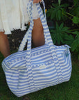 Hand Block Printed Duffle Bag – Blue Stripe