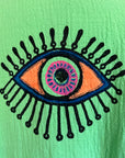 Long Cotton Robe: Bright Green Eye