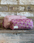 Set of 2 Quilted Hand Block Printed Washbag Set