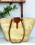 The Palm Market Bag with Long Leather Handles & Closure