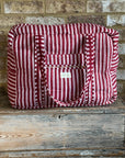 Quilted Weekender Bag - Burgundy Check