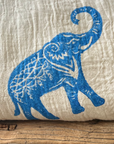 Natural with Blue Elephant Kimono Robe: Full Length