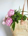 Handwoven Straw Market Bag with Long Leather Handles