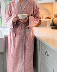 Reversible Hand Block Printed Cotton Robe - Blushing Shell