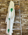 White with Green Feather Kimono Robe: Full Length - Discontinued