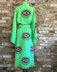 Long Cotton Robe: Bright Green Eye