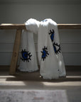 White with Dark Blue Eye Organic Cotton Peshtemal Towel