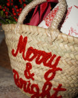 Handmade Christmas Mini Straw 'merry & bright' Basket
