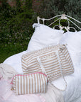 Quilted Dyson Hair Tool Case - Latte & White Stripe