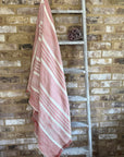 The Sorbet Collection: Raspberry & White Stripe Muslin Towel