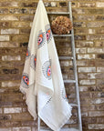 White with Orange Eye Organic Cotton Peshtemal Towel