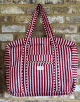 Quilted Weekender Bag - Burgundy Check