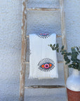 White with Orange Eye Organic Cotton Peshtemal Towel