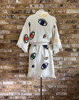 Organic Kimono in White with Mini Eye: Short