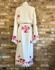 Long Cotton Robe: White with Hearts