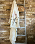 Long Cotton Robe: White with Butterfly