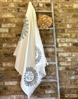 White with Black Sun Organic Cotton Peshtemal Towel
