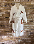 Organic Kimono in White with Cheetah: Short
