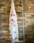 Long Cotton Robe: White with Hearts