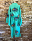 Long Cotton Robe: Jade Green Eye