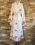 Long Cotton Robe: White with Hearts