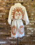 Organic Kimono in White with Sun: Short