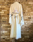Long Cotton Robe: White with Butterfly