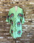 Organic Kimono in Bright Green: Short