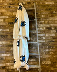 Long Cotton Robe: White with Dark Blue & Black Eye