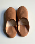 Handmade Moroccan Leather Babouche Slippers | Apricot Mist