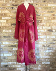 LOOME EXCLUSIVE!! Long Cotton Robe: Merlot with Gold Sun