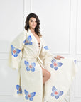White with Butterfly Kimono Robe: Full Length