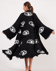 Long Cotton Robe: Black with White Eye