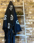 Long Cotton Robe: Black with White Eye