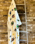 Long Cotton Robe: White with Multi Coloured Mini Eye