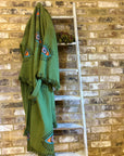 Long Cotton Robe: Khaki Green Eye