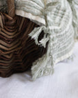 The Sorbet Collection: Matcha & White Stripe Muslin Towel