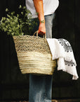 Lattice Detail Handmade Moroccan Straw Basket