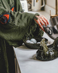 Long Cotton Robe: Khaki Green Eye